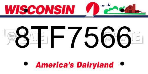 8TF7566 Wisconsin License Plate