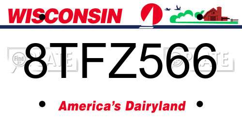 8TFZ566 Wisconsin License Plate
