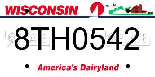 8TH0542 Wisconsin License Plate
