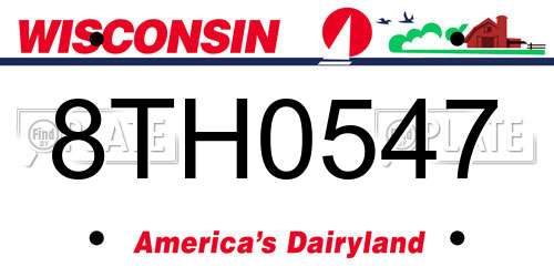 8TH0547 Wisconsin License Plate
