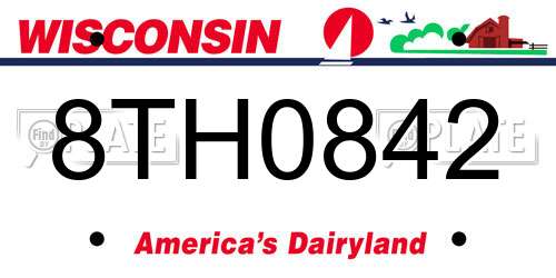 8TH0842 Wisconsin License Plate
