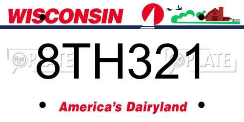 8TH321 Wisconsin License Plate