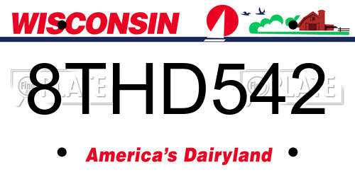 8THD542 Wisconsin License Plate