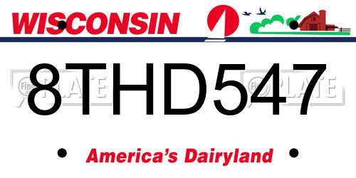 8THD547 Wisconsin License Plate