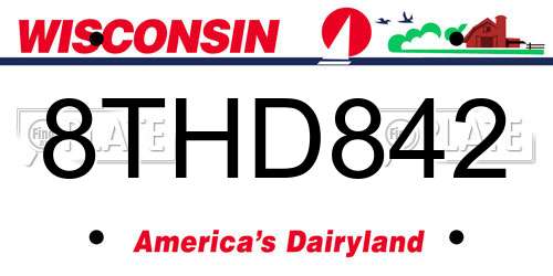 8THD842 Wisconsin License Plate