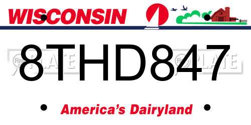8THD847 Wisconsin License Plate