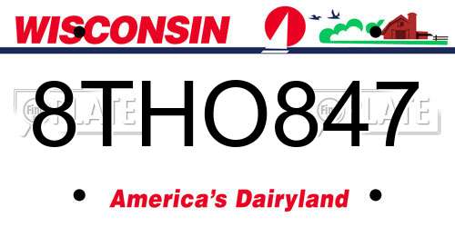 8THO847 Wisconsin License Plate