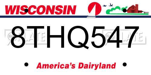 8THQ547 Wisconsin License Plate