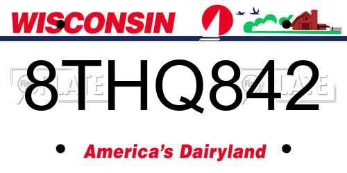 8THQ842 Wisconsin License Plate