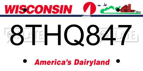 8THQ847 Wisconsin License Plate