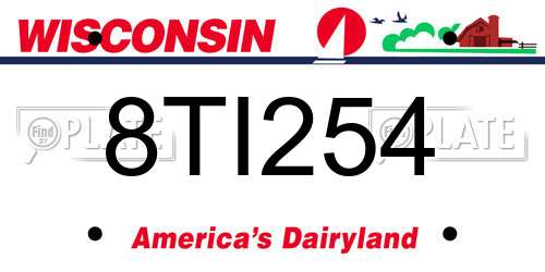 8TI254 Wisconsin License Plate