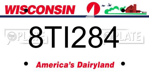 8TI284 Wisconsin License Plate