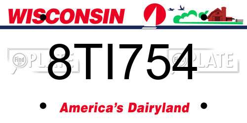 8TI754 Wisconsin License Plate
