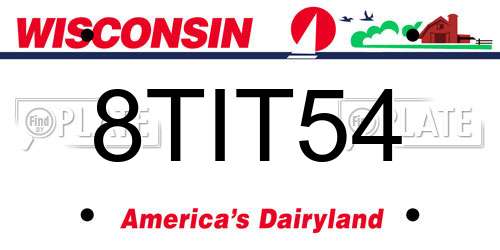 8TIT54 Wisconsin License Plate