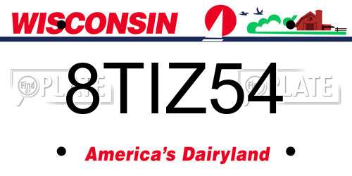 8TIZ54 Wisconsin License Plate