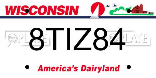8TIZ84 Wisconsin License Plate