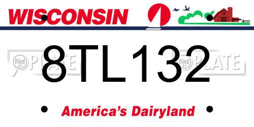8TL132 Wisconsin License Plate