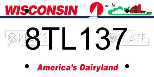 8TL137 Wisconsin License Plate