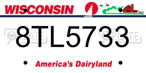 8TL5733 Wisconsin License Plate