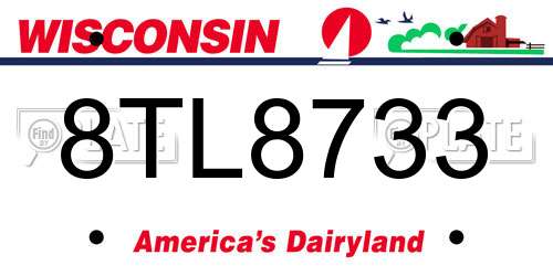 8TL8733 Wisconsin License Plate