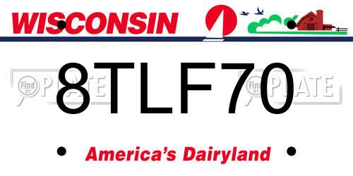 8TLF70 Wisconsin License Plate