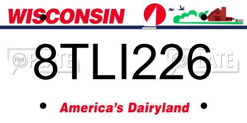 8TLI226 Wisconsin License Plate