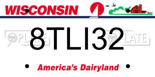 8TLI32 Wisconsin License Plate