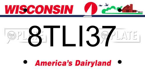 8TLI37 Wisconsin License Plate