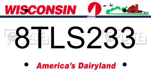 8TLS233 Wisconsin License Plate