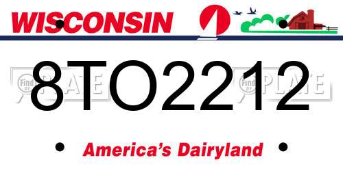 8TO2212 Wisconsin License Plate