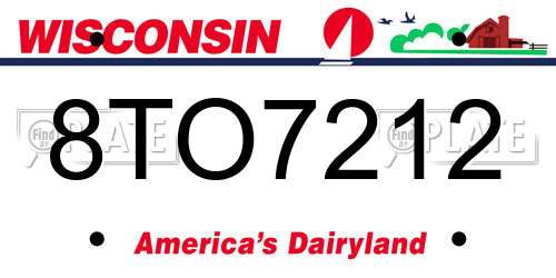8TO7212 Wisconsin License Plate