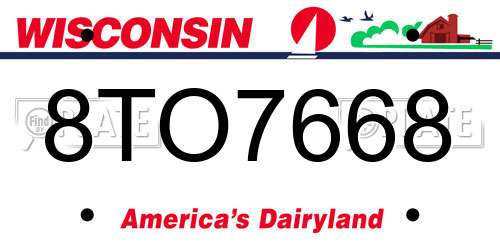 8TO7668 Wisconsin License Plate