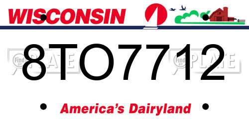 8TO7712 Wisconsin License Plate