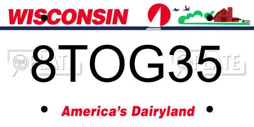8TOG35 Wisconsin License Plate