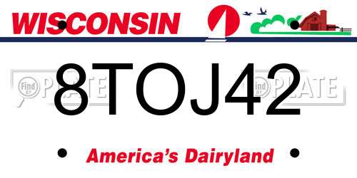 8TOJ42 Wisconsin License Plate