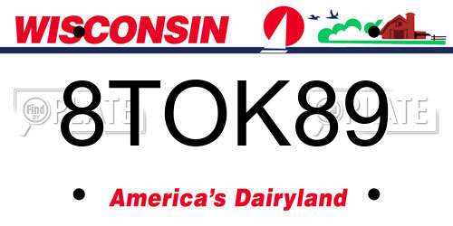 8TOK89 Wisconsin License Plate