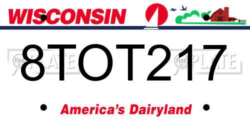 8TOT217 Wisconsin License Plate