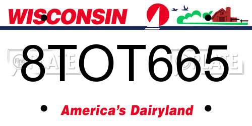 8TOT665 Wisconsin License Plate