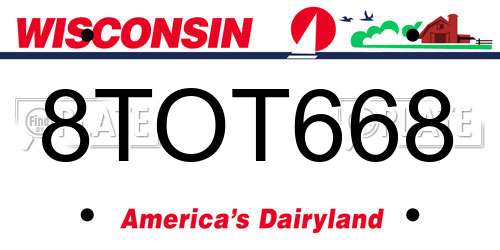 8TOT668 Wisconsin License Plate