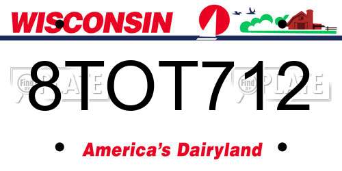8TOT712 Wisconsin License Plate