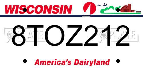 8TOZ212 Wisconsin License Plate