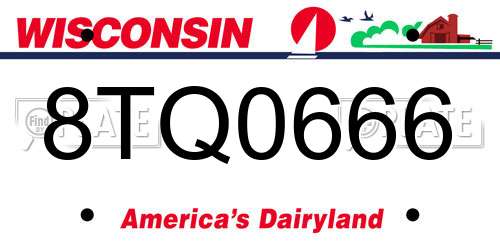 8TQ0666 Wisconsin License Plate