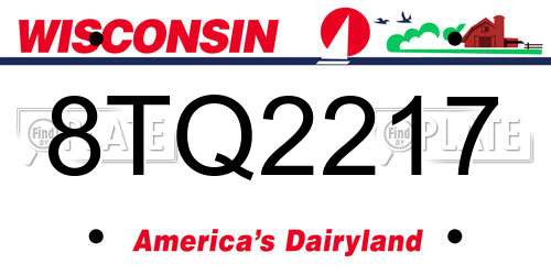 8TQ2217 Wisconsin License Plate