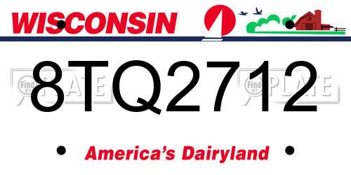 8TQ2712 Wisconsin License Plate