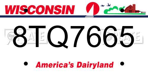 8TQ7665 Wisconsin License Plate