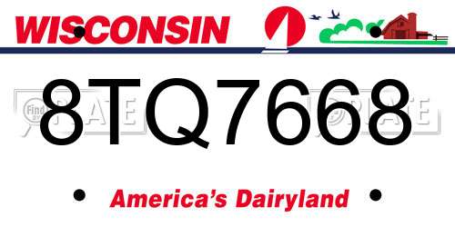8TQ7668 Wisconsin License Plate