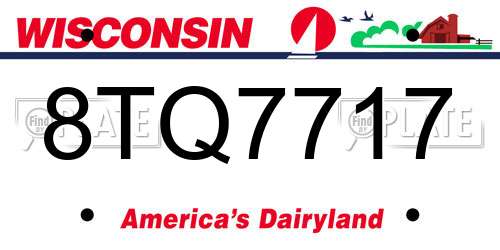 8TQ7717 Wisconsin License Plate