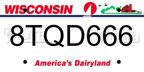 8TQD666 Wisconsin License Plate