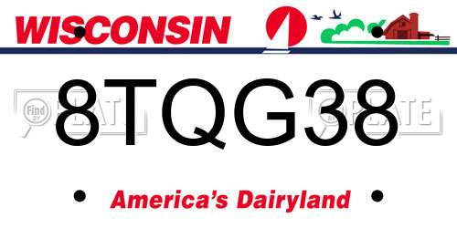 8TQG38 Wisconsin License Plate