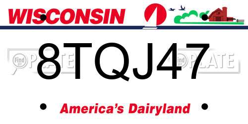 8TQJ47 Wisconsin License Plate